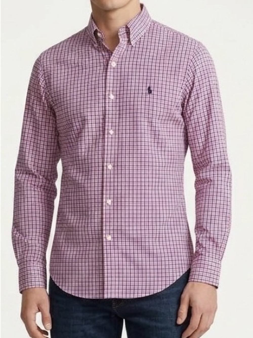 Polo Ralph Lauren Gingham Check Button Down Shirt Small Modern Prep Preppy